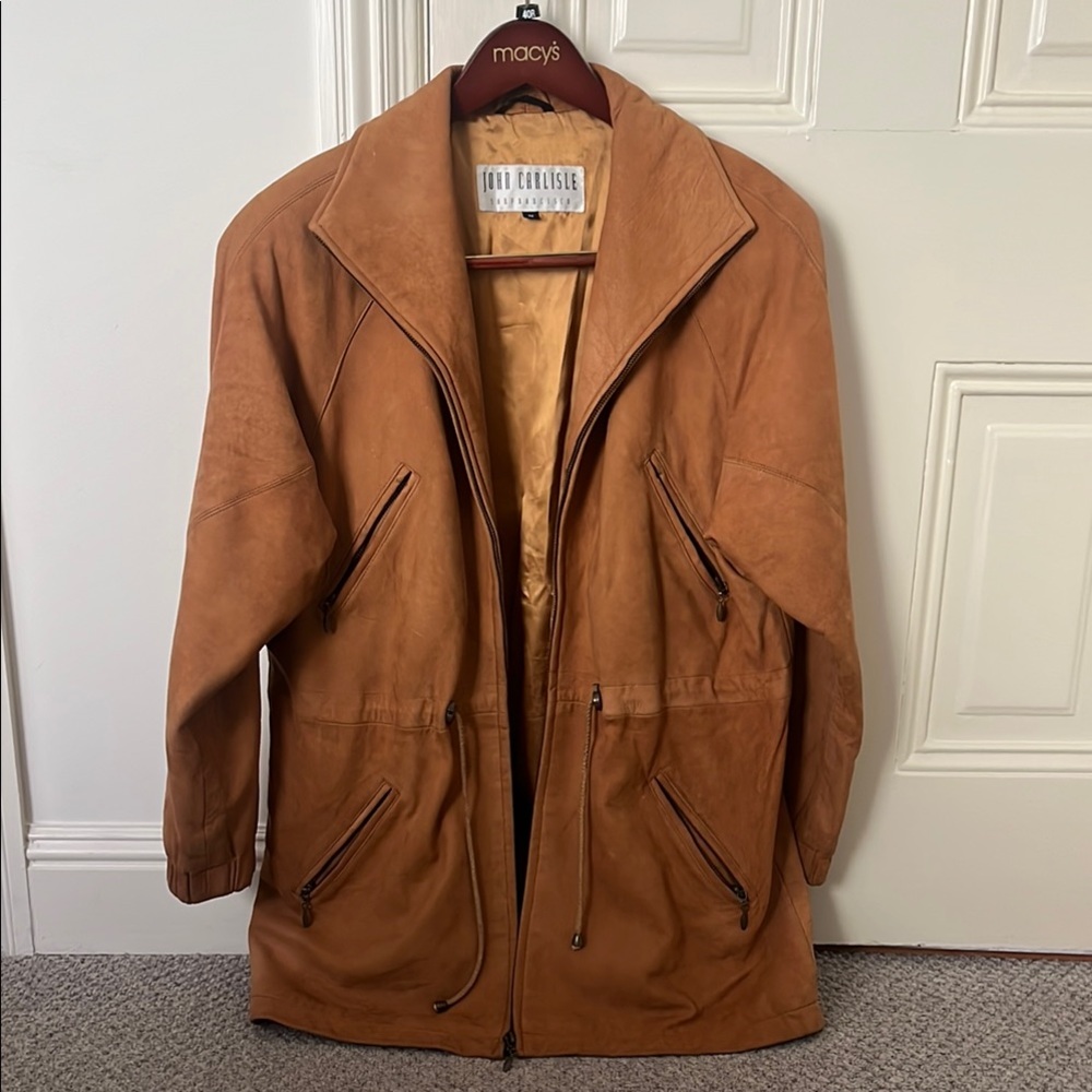 John Carlisle San Francisco Tan Leather Jacket - Size M